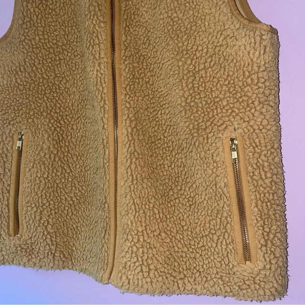 J Crew Size S Teddy Sherpa Vest Brown